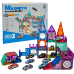 Magnetické stavebnice autodráha, skluzavka, garáž, auta, 82 ks.