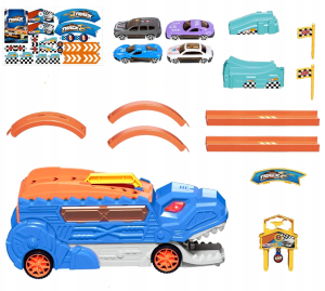 Mega Dinozaur Transportér 4v1 Závodní Dráha + 4 Autíčka + Katapult