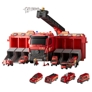 Hasičský vůz s garáží, stříká vodu, světlo a zvuk