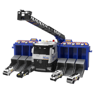 Mobilní policejní vůz s garáží, stříká vodu, světlo a zvuk 