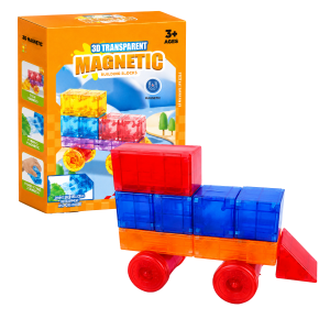 Magnetické kostky Buldozer 18 ks Stavební vozidlo